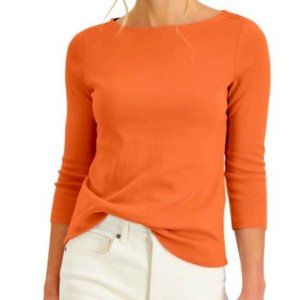 Boat Neck Top, 100% Pima Cotton, Size XL, Color HOT CORAL, New without Tag